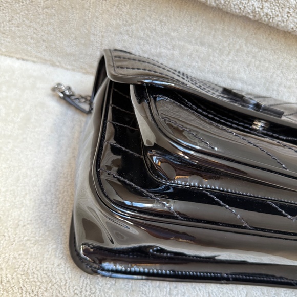 YSL Saint Laurent Patent Matelasse Monogram Medium Niki Chain Satchel Black - Picture 8 of 15